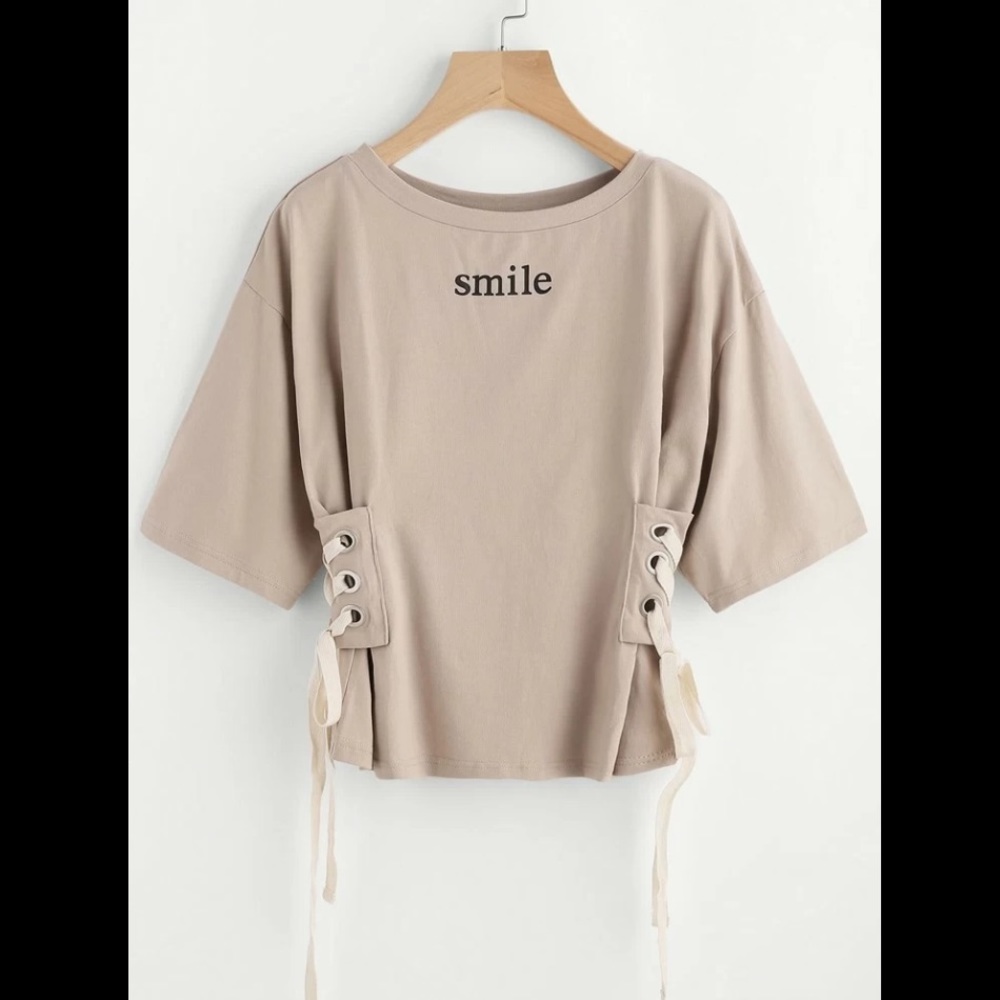 Lace up drop shoulder tee